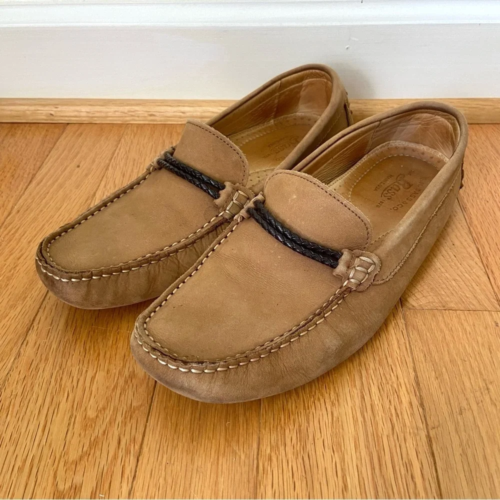 Bass Driving Loafers Men's 7.5 M Brown Leather Slip-On Shoes Old Money Preppy